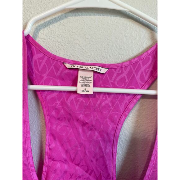 Victoria’s Secret Satin Sleep Tank Pink Racerback Logo Size M NWOT - Picture 3 of 4